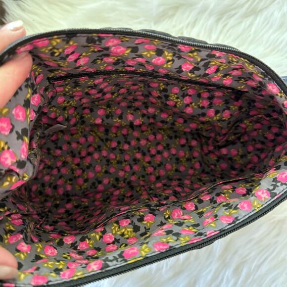 Vera Bradley | Women’s Go Ahead Solid Black Quilted Velvet Shoulder Bag Purse - Picture 3 of 7